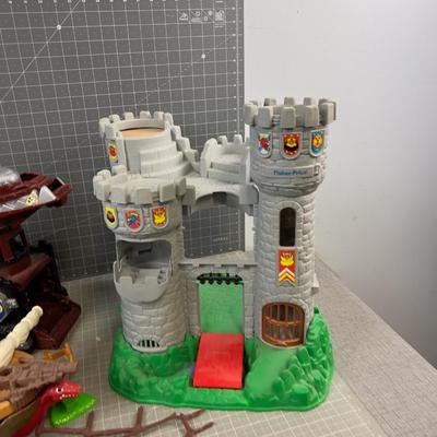 GIANT LOT OF Fisher Price TOYS: Large Scale, Plastic Castle, Ark & Pirate Ship