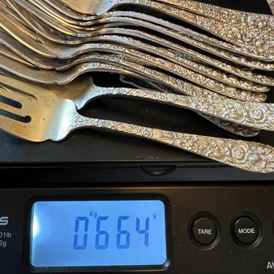 Stieff Repousee Sterling Silver Flatware 4,444 Grams 125 Pieces