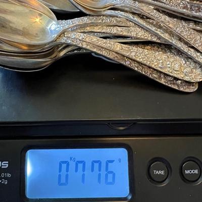 Stieff Repousee Sterling Silver Flatware 4,444 Grams 125 Pieces