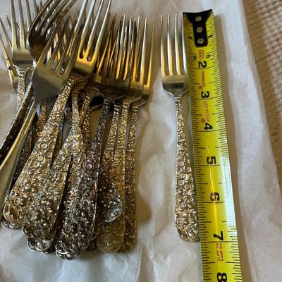 Stieff Repousee Sterling Silver Flatware 4,444 Grams 125 Pieces