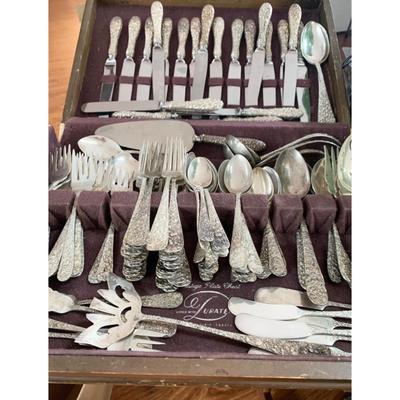 Stieff Repousee Sterling Silver Flatware 4,444 Grams 125 Pieces