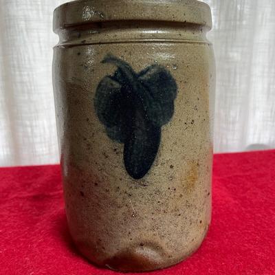 Antique Stoneware Cobalt Blue Crock