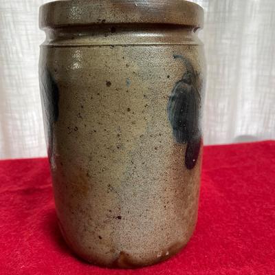 Antique Stoneware Cobalt Blue Crock