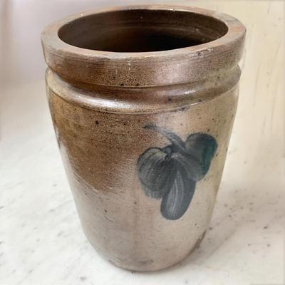 Antique Stoneware Cobalt Blue Crock