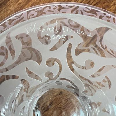 Large Michael Weems Art Glass Center Piece Signed