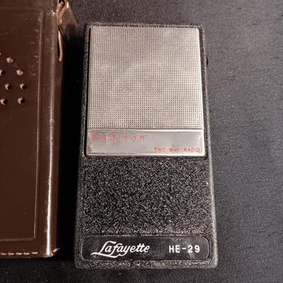 PAIR OF LAFAYETTE HE-29 RADIFON TWO WAY RADIOS W/EAR BUDS