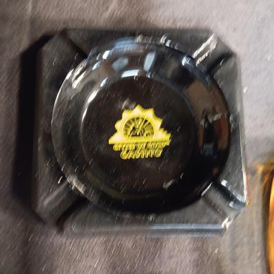 ADVERTISING ASHTRAYS AND 3 LIGHTERS