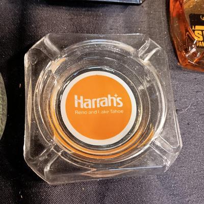 ADVERTISING ASHTRAYS AND 3 LIGHTERS
