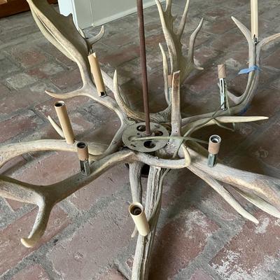 Large Elk Antler Chandelier with Natural Finish. (See Description)