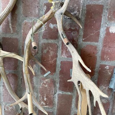 Large Elk Antler Chandelier with Natural Finish. (See Description)