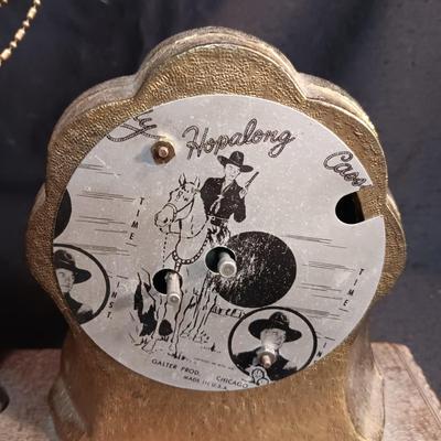HOPALONG CASSIDY BRASS TONE HORSE AND CLOCK