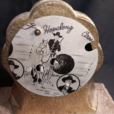 HOPALONG CASSIDY BRASS TONE HORSE AND CLOCK