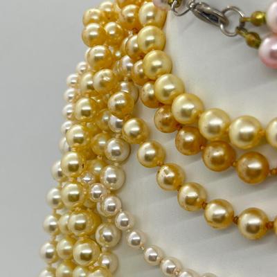 LOT 277J: Dripping in Pearls! Vintage Faux Pearl and Glass Beaded Necklaces