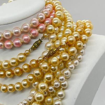 LOT 277J: Dripping in Pearls! Vintage Faux Pearl and Glass Beaded Necklaces