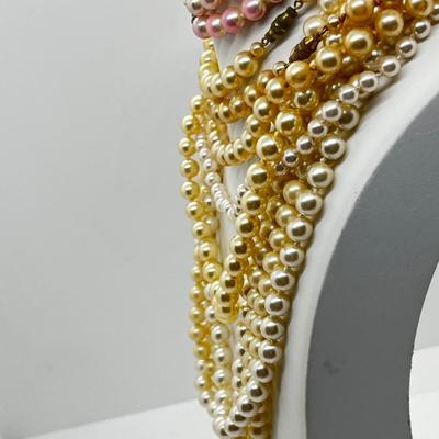 LOT 277J: Dripping in Pearls! Vintage Faux Pearl and Glass Beaded Necklaces