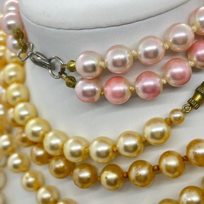 LOT 277J: Dripping in Pearls! Vintage Faux Pearl and Glass Beaded Necklaces