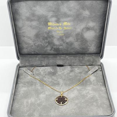 LOT 278J: The Widows Mite- 14K Gold Filled Chain with 14K Gold Coin Holder Pendant -2.9 GTW