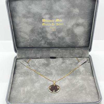 LOT 278J: The Widows Mite- 14K Gold Filled Chain with 14K Gold Coin Holder Pendant -2.9 GTW