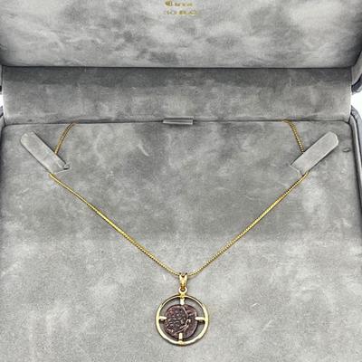 LOT 278J: The Widows Mite- 14K Gold Filled Chain with 14K Gold Coin Holder Pendant -2.9 GTW