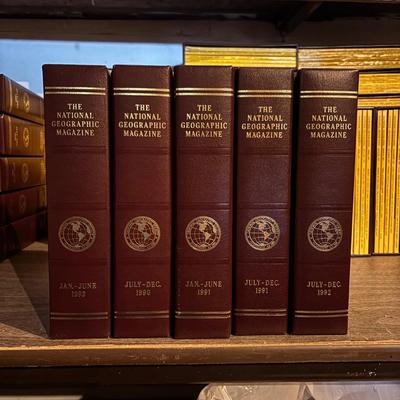 LOT 281: National Geographic Magazine in Faux Leather Slip Cases