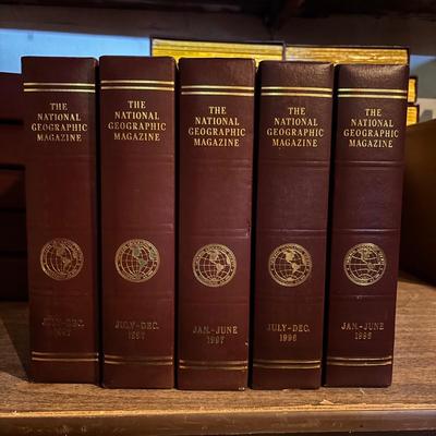 LOT 281: National Geographic Magazine in Faux Leather Slip Cases
