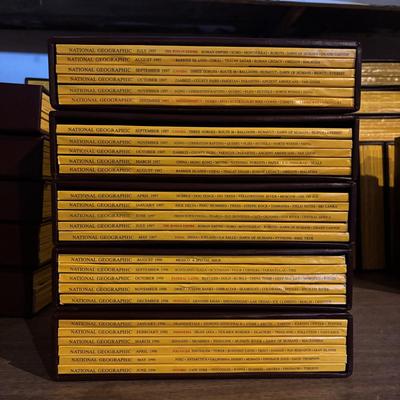 LOT 281: National Geographic Magazine in Faux Leather Slip Cases