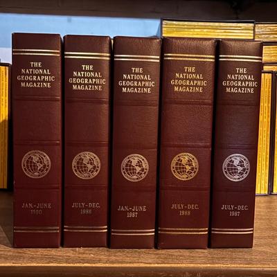 LOT 281: National Geographic Magazine in Faux Leather Slip Cases