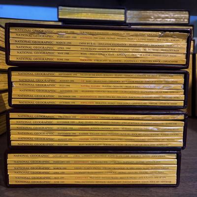 LOT 281: National Geographic Magazine in Faux Leather Slip Cases