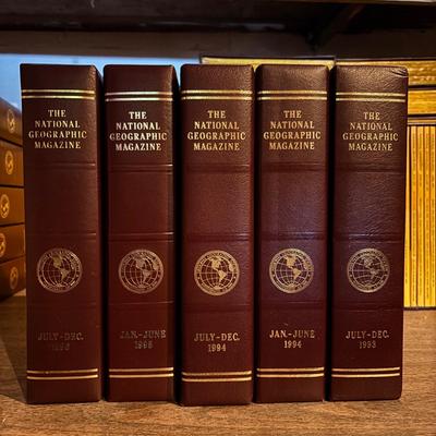 LOT 281: National Geographic Magazine in Faux Leather Slip Cases