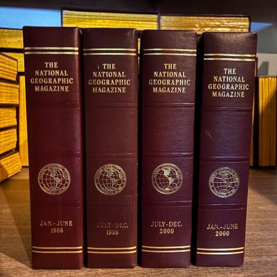 LOT 281: National Geographic Magazine in Faux Leather Slip Cases