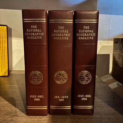 LOT 282: National Geographic Magazine in Faux Leather Slip Cases