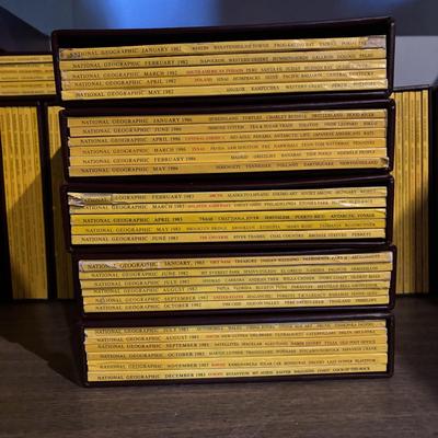 LOT 282: National Geographic Magazine in Faux Leather Slip Cases