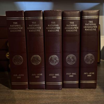 LOT 282: National Geographic Magazine in Faux Leather Slip Cases