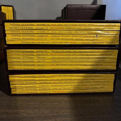 LOT 282: National Geographic Magazine in Faux Leather Slip Cases