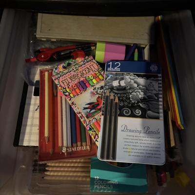 LOT 283: Three Drawer Plastic Organizer Full of Drawing/Painting/Crafting Supplies