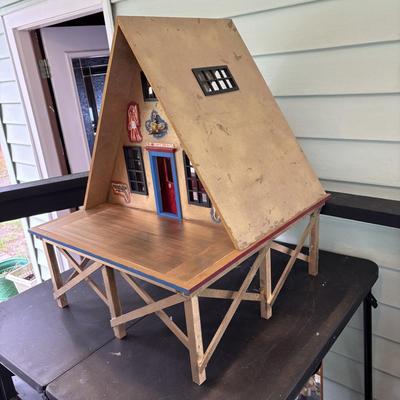 LOT 287: Handcrafted Egyptian A-Frame Style Doll House and Books