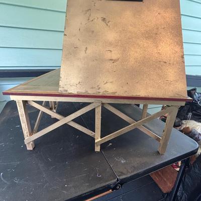 LOT 287: Handcrafted Egyptian A-Frame Style Doll House and Books