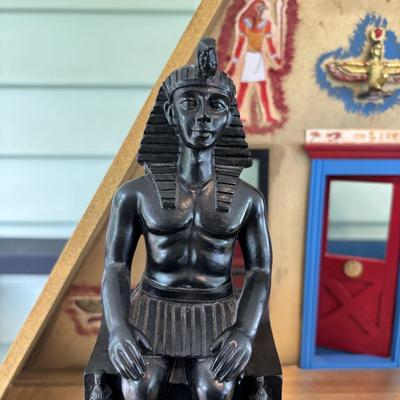 LOT 287: Handcrafted Egyptian A-Frame Style Doll House and Books