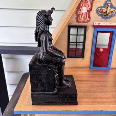 LOT 287: Handcrafted Egyptian A-Frame Style Doll House and Books