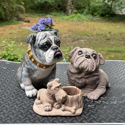 LOT 288: Wallace Berrie Scottie Dog Planter & Bulldog Sculptures