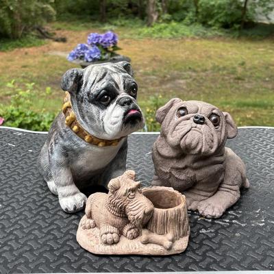 LOT 288: Wallace Berrie Scottie Dog Planter & Bulldog Sculptures