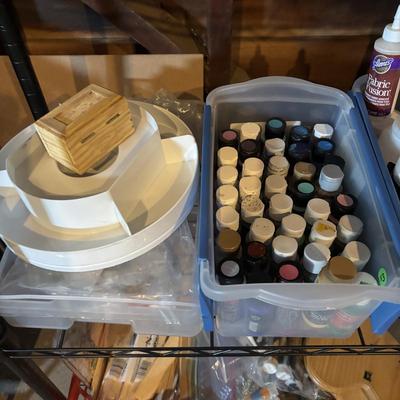 LOT 290 Black Metal Wire Shelf & Craft Supplies