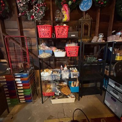 LOT 290 Black Metal Wire Shelf & Craft Supplies