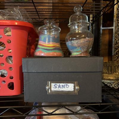 LOT 290 Black Metal Wire Shelf & Craft Supplies