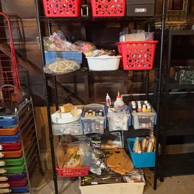 LOT 290 Black Metal Wire Shelf & Craft Supplies