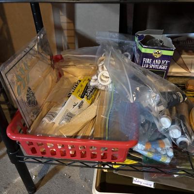 LOT 290 Black Metal Wire Shelf & Craft Supplies