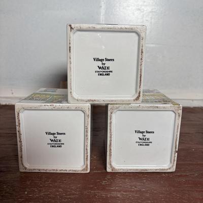 LOT 292: Vintage Wade Village Stores Canisters (7.5"), Made in England