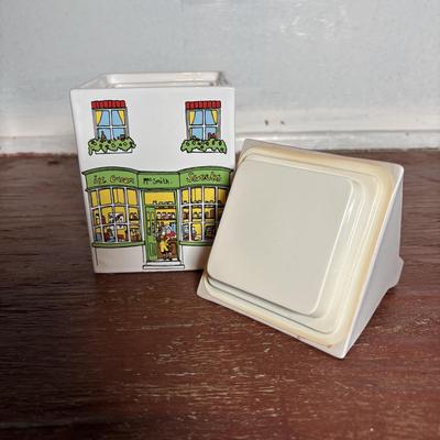 LOT 292: Vintage Wade Village Stores Canisters (7.5"), Made in England