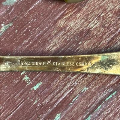 LOT 295: Godinger, Imperial 24k Gold Electro Plate and Cambridge Tracy Stainless Gold-Plated Flatware