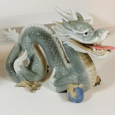 LOT 298: Asian Dragon Lot Featuring Noritake Dragon Vase, Porcelain Dragon Figurine, Hand Painted Dragon Vase and More